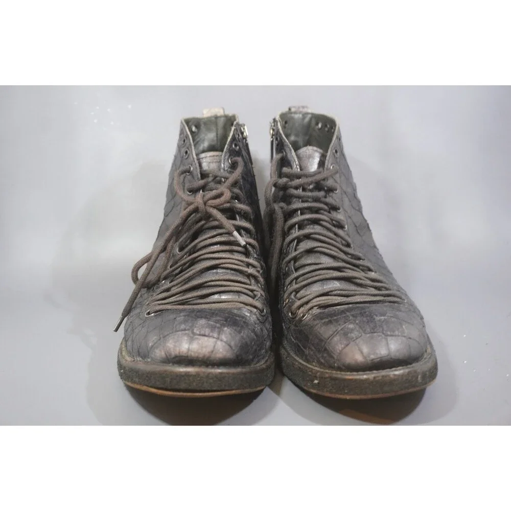 JO GHOST Croc-Embossed Leather Side Zip Ankle Boots Men’s EU Size 42